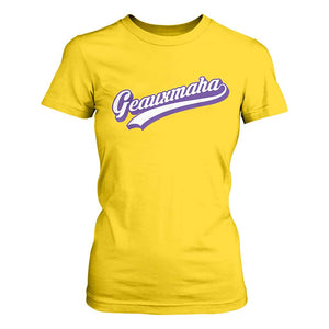 Geauxmaha Vintage Throwback Design T Shirt For Women Gold Baseball Fan TS02 Daisy Print Your Wear