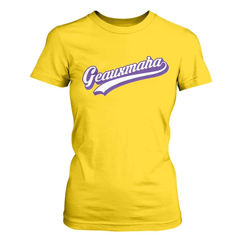 Geauxmaha Vintage Throwback Design T Shirt For Women Gold Baseball Fan TS02 Daisy Print Your Wear