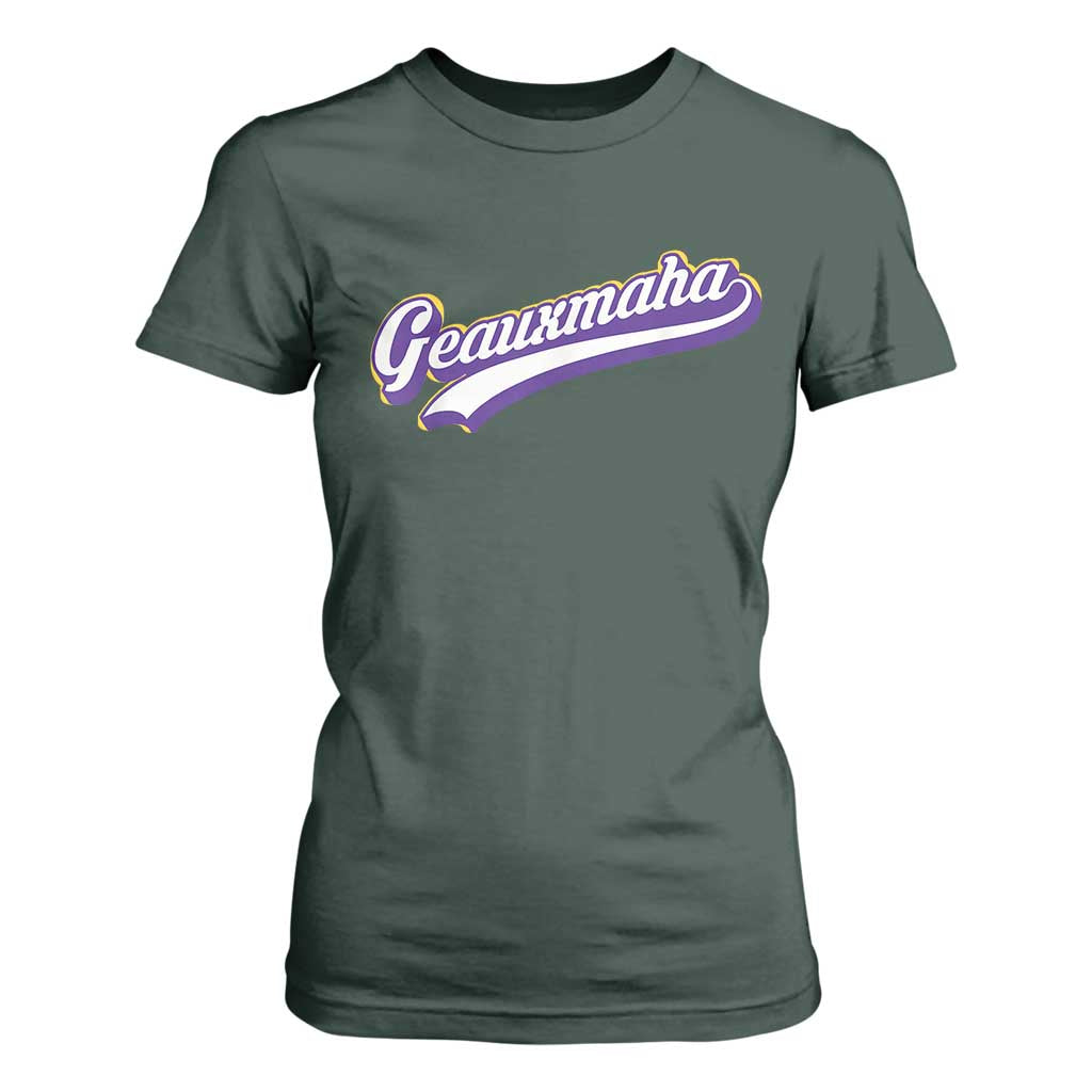 Geauxmaha Vintage Throwback Design T Shirt For Women Gold Baseball Fan TS02 Dark Forest Green Print Your Wear