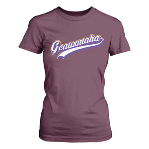 Geauxmaha Vintage Throwback Design T Shirt For Women Gold Baseball Fan TS02 Maroon Print Your Wear