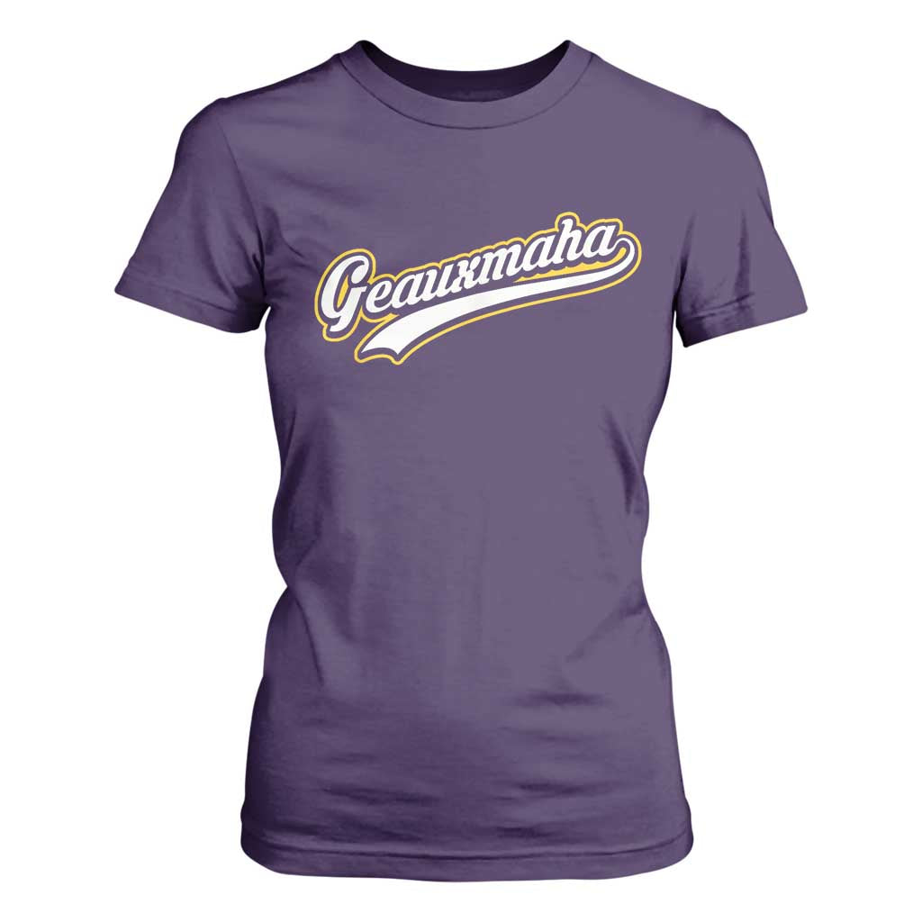 Geauxmaha Vintage Throwback Design T Shirt For Women Purple and Gold Baseball Fan TS02 Purple Print Your Wear