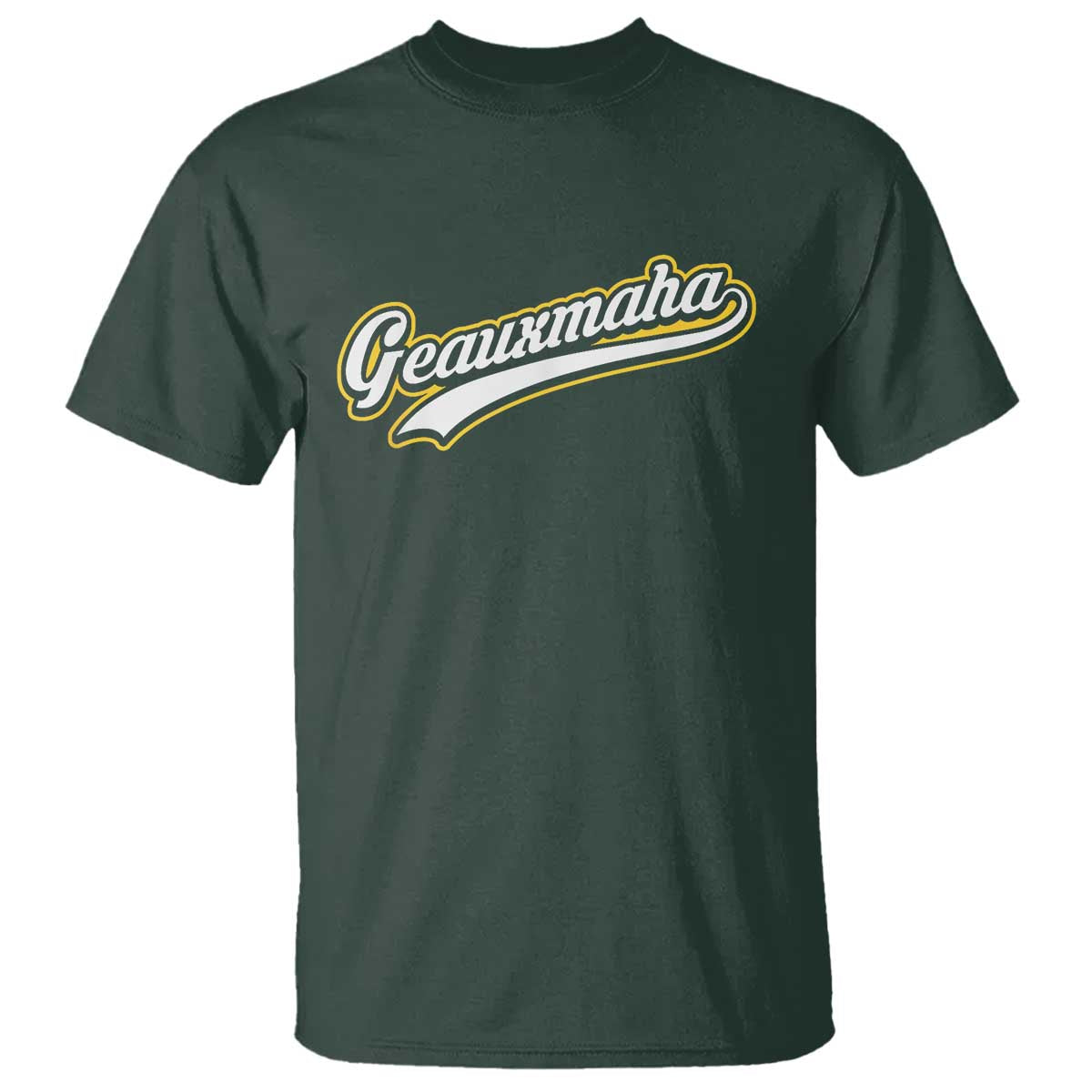 Geauxmaha Vintage Throwback Design T Shirt Purple and Gold Baseball Fan TS02 Dark Forest Green Print Your Wear