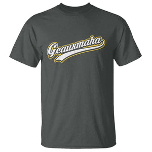 Geauxmaha Vintage Throwback Design T Shirt Purple and Gold Baseball Fan TS02 Dark Heather Print Your Wear