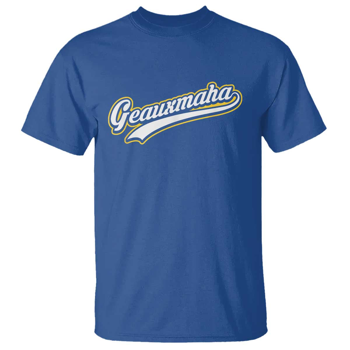 Geauxmaha Vintage Throwback Design T Shirt Purple and Gold Baseball Fan TS02 Royal Blue Print Your Wear