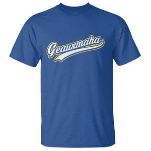 Geauxmaha Vintage Throwback Design T Shirt Purple and Gold Baseball Fan TS02 Royal Blue Print Your Wear