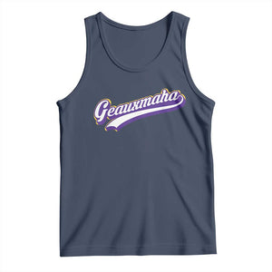 Geauxmaha Vintage Throwback Design Tank Top Gold Baseball Fan TS02 Navy Print Your Wear