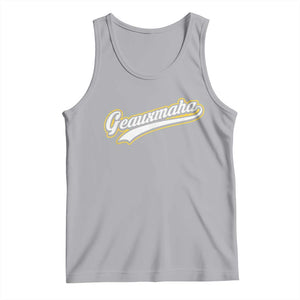 Geauxmaha Vintage Throwback Design Tank Top Purple and Gold Baseball Fan TS02 Athletic Heather Print Your Wear