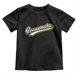 Geauxmaha Vintage Throwback Design Toddler T Shirt Purple and Gold Baseball Fan TS02 Black Print Your Wear