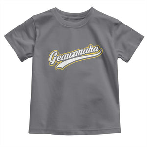 Geauxmaha Vintage Throwback Design Toddler T Shirt Purple and Gold Baseball Fan TS02 Charcoal Print Your Wear