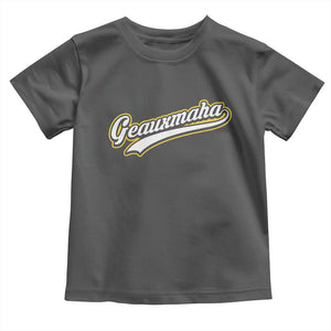 Geauxmaha Vintage Throwback Design Toddler T Shirt Purple and Gold Baseball Fan TS02 Dark Heather Print Your Wear