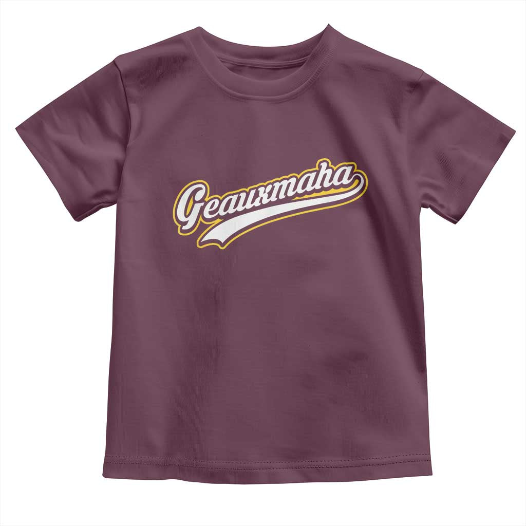 Geauxmaha Vintage Throwback Design Toddler T Shirt Purple and Gold Baseball Fan TS02 Maroon Print Your Wear