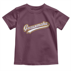 Geauxmaha Vintage Throwback Design Toddler T Shirt Purple and Gold Baseball Fan TS02 Maroon Print Your Wear