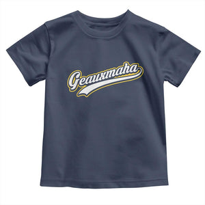 Geauxmaha Vintage Throwback Design Toddler T Shirt Purple and Gold Baseball Fan TS02 Navy Print Your Wear