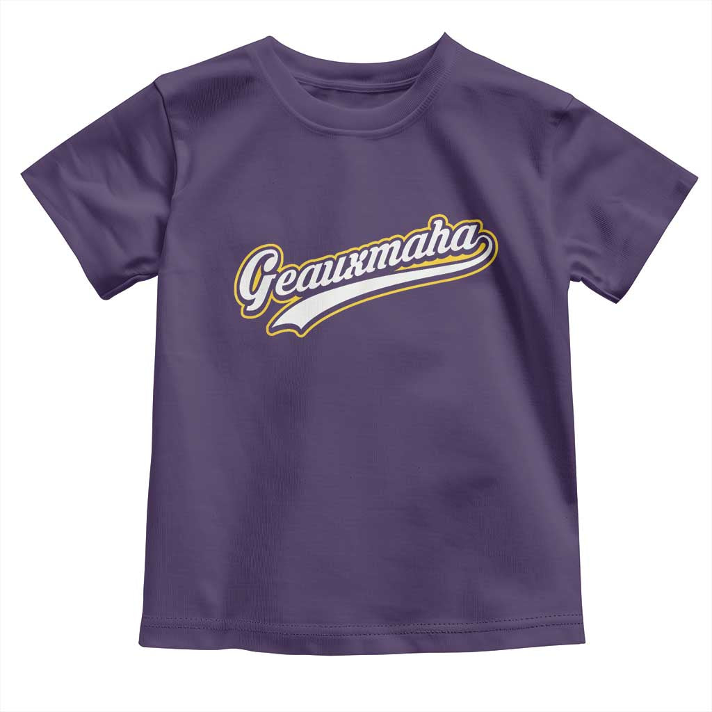 Geauxmaha Vintage Throwback Design Toddler T Shirt Purple and Gold Baseball Fan TS02 Purple Print Your Wear