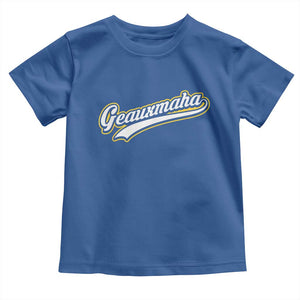 Geauxmaha Vintage Throwback Design Toddler T Shirt Purple and Gold Baseball Fan TS02 Royal Blue Print Your Wear