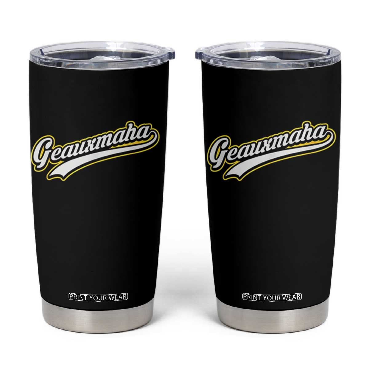 Geauxmaha Vintage Throwback Design Tumbler Cup Purple and Gold Baseball Fan TS02 Black Print Your Wear