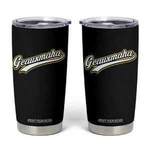 Geauxmaha Vintage Throwback Design Tumbler Cup Purple and Gold Baseball Fan TS02 Black Print Your Wear