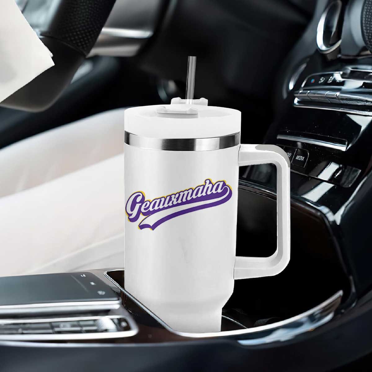 Geauxmaha Vintage Throwback Design Tumbler With Handle Gold Baseball Fan TS02 Print Your Wear