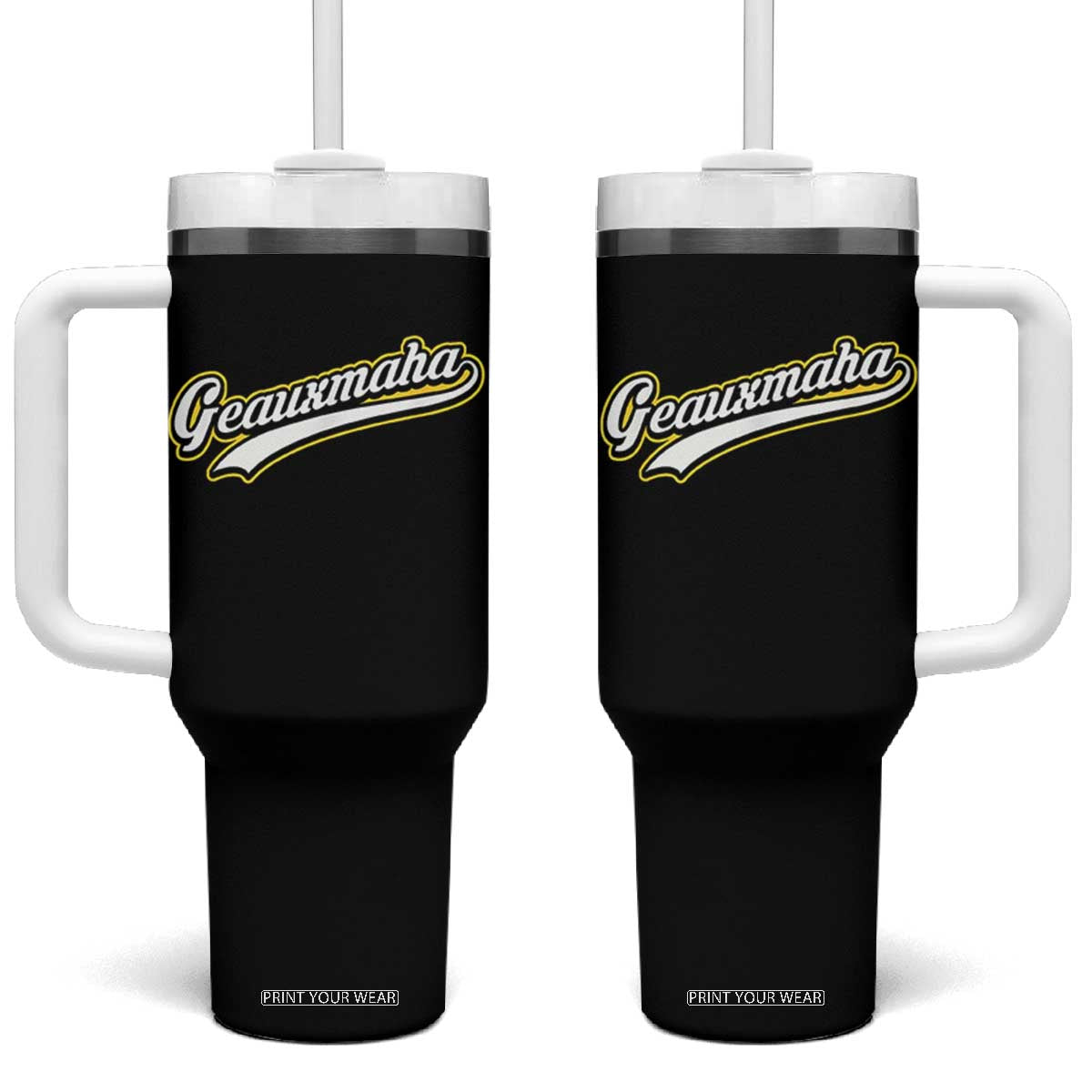 Geauxmaha Vintage Throwback Design Tumbler With Handle Purple and Gold Baseball Fan TS02 One Size: 40 oz Black Print Your Wear