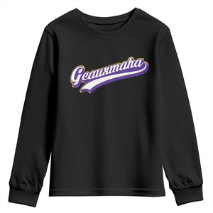 Geauxmaha Vintage Throwback Design Youth Sweatshirt Gold Baseball Fan TS02 Black Print Your Wear