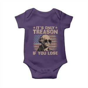 George Washington 4th Of July Baby Onesie Its Only Treason If You Lose Retro American Flag TS10 Purple Print Your Wear