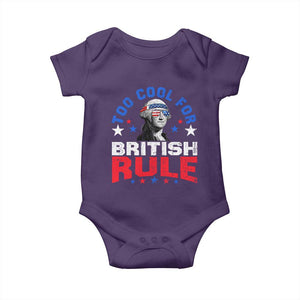George Washington 4th of July Baby Onesie Too Cool For British Rule Red White and Blue TS10 Purple Print Your Wear