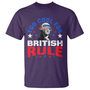 George Washington 4th of July T Shirt Too Cool For British Rule Red White and Blue TS10 Purple Print Your Wear
