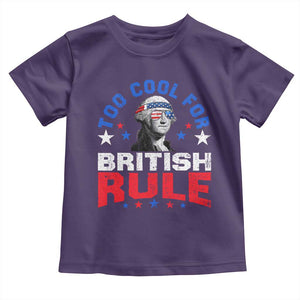 George Washington 4th of July Toddler T Shirt Too Cool For British Rule Red White and Blue TS10 Purple Print Your Wear