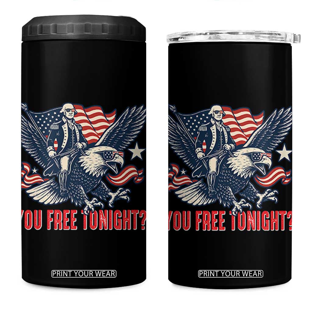 George Washington Rides Bald Eagle 4 in 1 Can Cooler Tumbler You Free Tonight Patriotic 4th of July TS02 One Size: 16 oz Black Print Your Wear