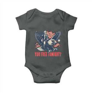 George Washington Rides Bald Eagle Baby Onesie You Free Tonight Patriotic 4th of July TS02 Dark Heather Print Your Wear