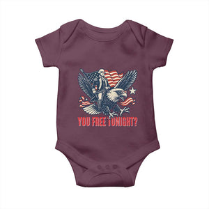 George Washington Rides Bald Eagle Baby Onesie You Free Tonight Patriotic 4th of July TS02 Maroon Print Your Wear