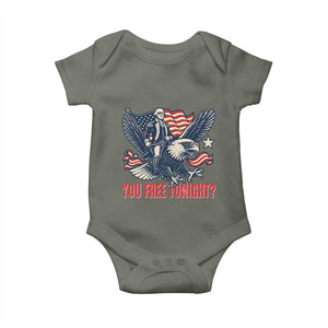 George Washington Rides Bald Eagle Baby Onesie You Free Tonight Patriotic 4th of July TS02 Military Green Print Your Wear