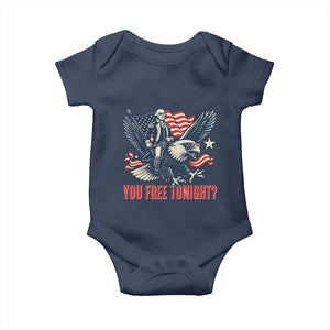 George Washington Rides Bald Eagle Baby Onesie You Free Tonight Patriotic 4th of July TS02 Navy Print Your Wear