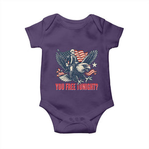 George Washington Rides Bald Eagle Baby Onesie You Free Tonight Patriotic 4th of July TS02 Purple Print Your Wear