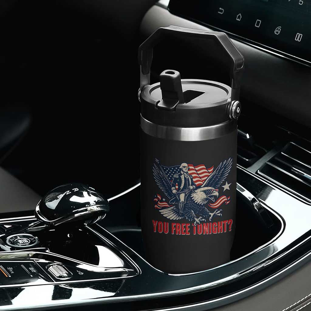 George Washington Rides Bald Eagle Flip Straw Tumbler You Free Tonight Patriotic 4th of July TS02 Print Your Wear
