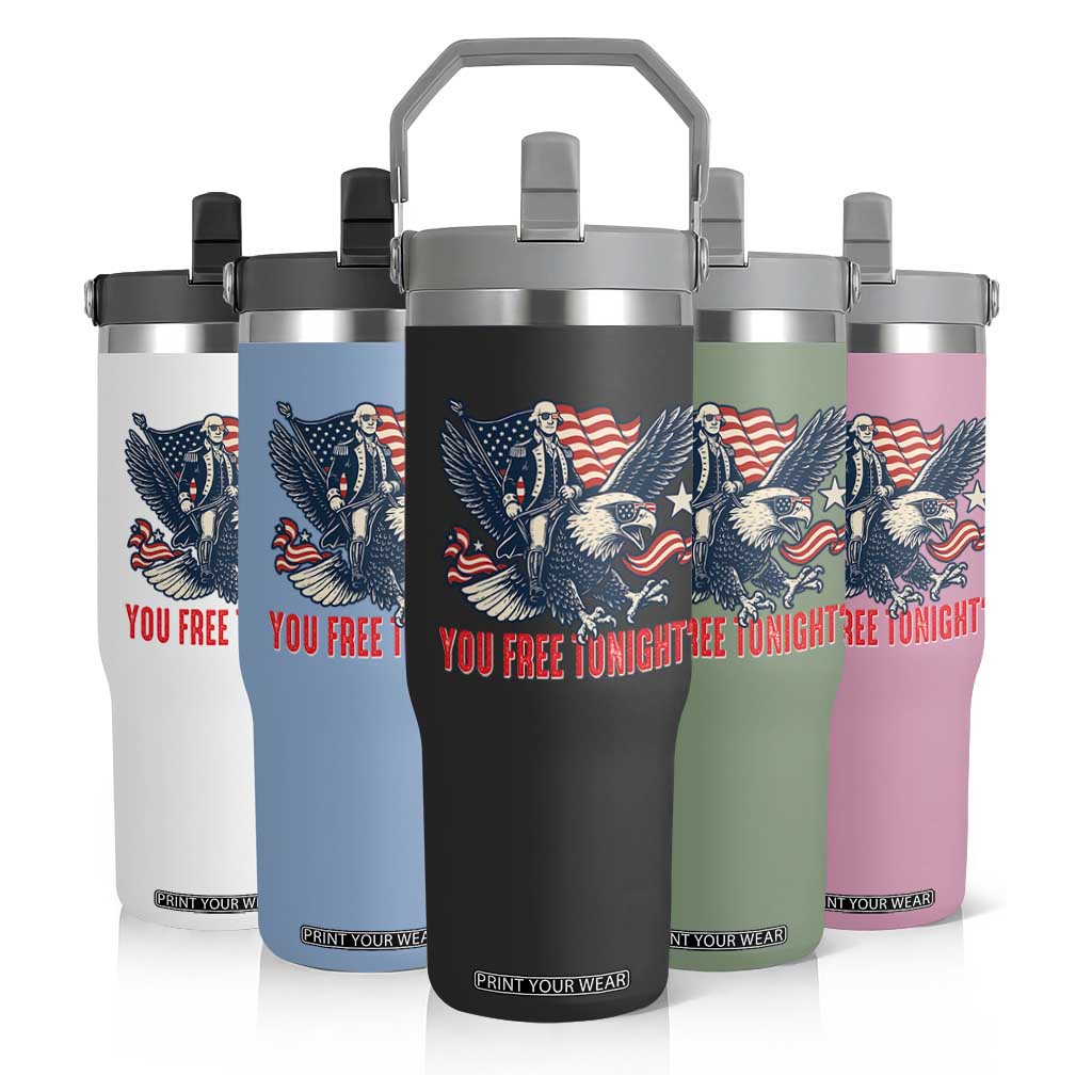 George Washington Rides Bald Eagle Flip Straw Tumbler You Free Tonight Patriotic 4th of July TS02 Print Your Wear