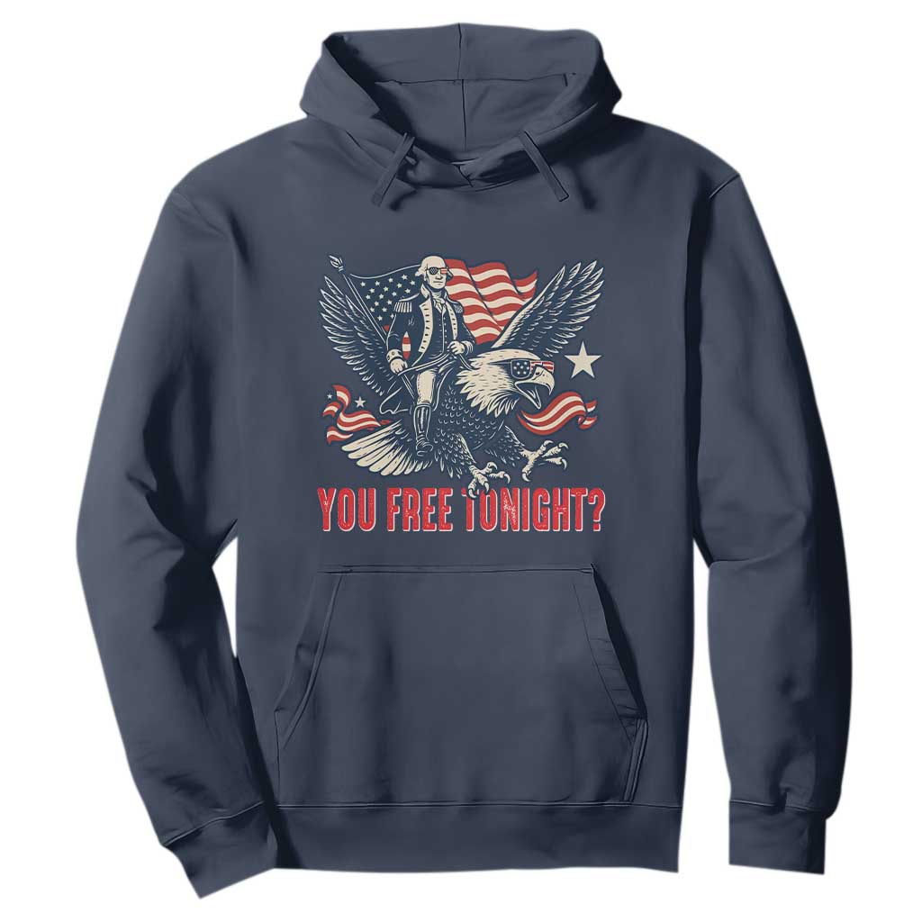 George Washington Rides Bald Eagle Hoodie You Free Tonight Patriotic 4th of July TS02 Navy Print Your Wear