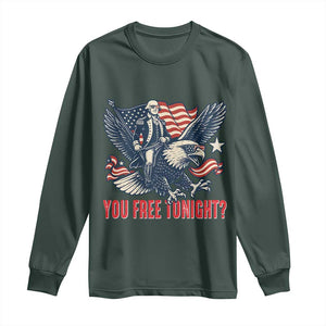 George Washington Rides Bald Eagle Long Sleeve Shirt You Free Tonight Patriotic 4th of July TS02 Dark Forest Green Print Your Wear