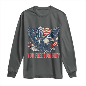 George Washington Rides Bald Eagle Long Sleeve Shirt You Free Tonight Patriotic 4th of July TS02 Dark Heather Print Your Wear