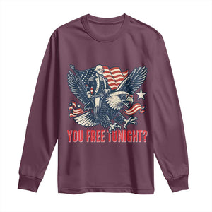 George Washington Rides Bald Eagle Long Sleeve Shirt You Free Tonight Patriotic 4th of July TS02 Maroon Print Your Wear