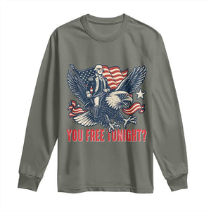 George Washington Rides Bald Eagle Long Sleeve Shirt You Free Tonight Patriotic 4th of July TS02 Military Green Print Your Wear