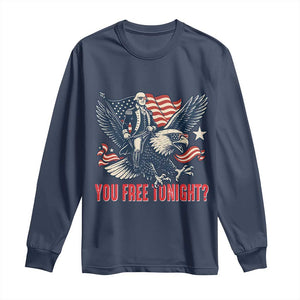 George Washington Rides Bald Eagle Long Sleeve Shirt You Free Tonight Patriotic 4th of July TS02 Navy Print Your Wear