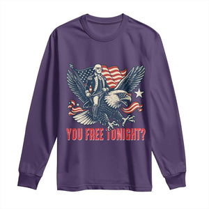 George Washington Rides Bald Eagle Long Sleeve Shirt You Free Tonight Patriotic 4th of July TS02 Purple Print Your Wear