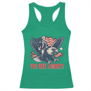 George Washington Rides Bald Eagle Racerback Tank Top You Free Tonight Patriotic 4th of July TS02 Irish Green Print Your Wear
