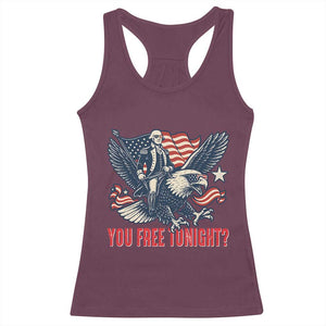 George Washington Rides Bald Eagle Racerback Tank Top You Free Tonight Patriotic 4th of July TS02 Maroon Print Your Wear
