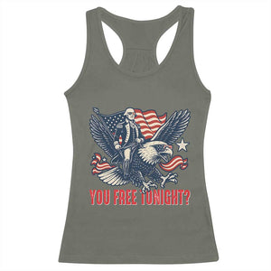 George Washington Rides Bald Eagle Racerback Tank Top You Free Tonight Patriotic 4th of July TS02 Military Green Print Your Wear