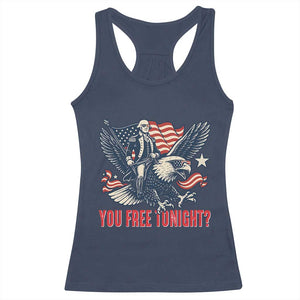 George Washington Rides Bald Eagle Racerback Tank Top You Free Tonight Patriotic 4th of July TS02 Navy Print Your Wear