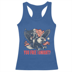 George Washington Rides Bald Eagle Racerback Tank Top You Free Tonight Patriotic 4th of July TS02 Royal Blue Print Your Wear