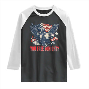 George Washington Rides Bald Eagle Raglan Shirt You Free Tonight Patriotic 4th of July TS02 Black White Print Your Wear