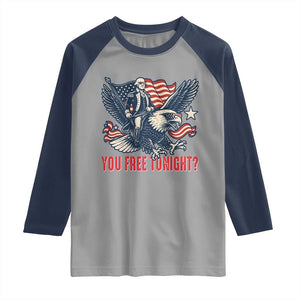George Washington Rides Bald Eagle Raglan Shirt You Free Tonight Patriotic 4th of July TS02 Sport Gray Navy Print Your Wear
